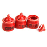 Maxbell 1/12 Ceramic Dollhouse Miniature Storage Jars Decoration 1 Set Red