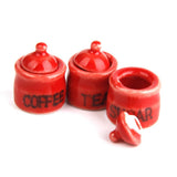 Maxbell 1/12 Ceramic Dollhouse Miniature Storage Jars Decoration 1 Set Red