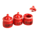 Maxbell 1/12 Ceramic Dollhouse Miniature Storage Jars Decoration 1 Set Red