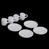 Maxbell 1/12 Ceramic Dollhouse Miniature Tableware Tea Set Home Decoration White