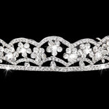 Maxbell Crystal Rhinestone Flower Tiara Crown for Bridal Wedding Banquet Silver