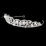 Maxbell Crystal Rhinestone Flower Tiara Crown for Bridal Wedding Banquet Silver