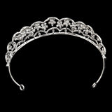 Maxbell Crystal Rhinestone Flower Tiara Crown for Bridal Wedding Banquet Silver