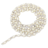 Maxbell 3xDiamante Fake Pearls Rhinestones Flower Chain Sewing Trim Craft 1yd Silver