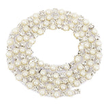 Maxbell 3xDiamante Fake Pearls Rhinestones Flower Chain Sewing Trim Craft 1yd Silver