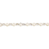 Maxbell 3xDiamante Fake Pearls Rhinestones Flower Chain Sewing Trim Craft 1yd Silver
