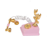 Maxbell 1/12 Dollhouse Miniature Retro Phone Vintage Telephone Pink