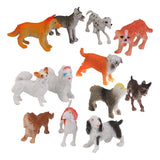 Maxbell 16xPlastic Dog Pet Animal Model Toy Gift 12pcs Multi-color