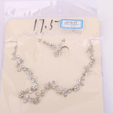 Maxbell 3xBridal Wedding Jewelry Crystal Rhinestone Flower Necklace Earring Set