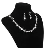 Maxbell 3xBridal Wedding Jewelry Crystal Rhinestone Flower Necklace Earring Set
