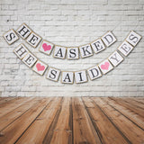 Maxbell He asked SHE said YES & Bride to be Banner Bunting Wedding Bridal Shower Decor
