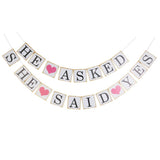 Maxbell HE ASKED SHE SAID YES Bunting Banner Wedding Bridal Party Decor Photo Prop