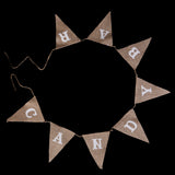 Maxbell CANDY BAR Hessian Bunting Banner Pennant Rustic Wedding Decor 8 Flags