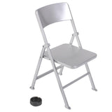Maxbell 1/6 Scale Mini Folding Chair with Ashtray for Dolls Action Figures Silver