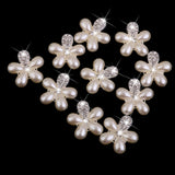Maxbell 35pcs Crystal Rhinestone Pearl Flower Buttons Flatback Embellishment DIY Crafts