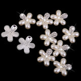 Maxbell 35pcs Crystal Rhinestone Pearl Flower Buttons Flatback Embellishment DIY Crafts