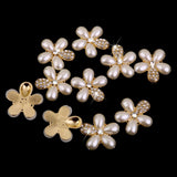 Maxbell 40pcs Rhinestone Button FlatBack Crystal Beige Pearl scrapbook Embellishment