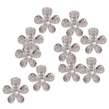 Maxbell 7xPhenovo Crystal Flower Rhinestone Buttons DIY Craft Embellishment Silver