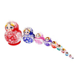 Maxbell 10PCS Multi-Color Painted Wooden Girl Russian Nesting Dolls