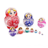 Maxbell 10PCS Multi-Color Painted Wooden Girl Russian Nesting Dolls