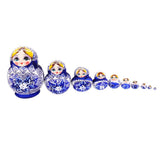 Maxbell 10PCS Painted Flowers Wooden Russian Nesting Dolls