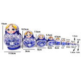 Maxbell 10PCS Painted Flowers Wooden Russian Nesting Dolls