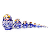 Maxbell 10PCS Painted Flowers Wooden Russian Nesting Dolls