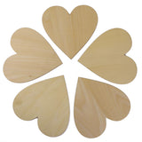Maxbell Wooden Blank Heart Embellishments for DIY Crafts 150 x 3mm 5pcs