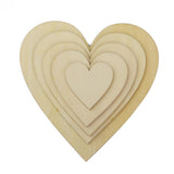 Maxbell Wooden Blank Heart Embellishments for DIY Crafts 150 x 3mm 5pcs