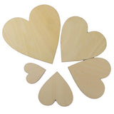 Maxbell Wooden Blank Heart Embellishments for DIY Crafts 150 x 3mm 5pcs