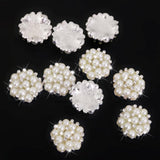 Maxbell 6xCrystal Diamante Pearl Flower Buttons FLATBACK Embellishment D