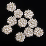 Maxbell 6xCrystal Diamante Pearl Flower Buttons FLATBACK Embellishment D