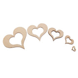 Maxbell 3mm Wooden Blank Hollow Heart Embellishments DIY Crafts 50mm 25pcs