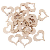 Maxbell 3mm Wooden Blank Hollow Heart Embellishments DIY Crafts 50mm 25pcs