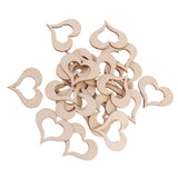 Maxbell 3mm Wooden Blank Hollow Heart Embellishments DIY Crafts 50mm 25pcs