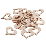 Maxbell 3mm Wooden Blank Hollow Heart Embellishments DIY Crafts 50mm 25pcs