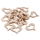 Maxbell 3mm Wooden Blank Hollow Heart Embellishments DIY Crafts 50mm 25pcs