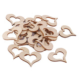 Maxbell 3mm Wooden Blank Hollow Heart Embellishments DIY Crafts 50mm 25pcs