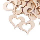 Maxbell 3mm Wooden Blank Hollow Heart Embellishments DIY Crafts 50mm 25pcs