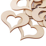 Maxbell 3mm Wooden Blank Hollow Heart Embellishments DIY Crafts 50mm 25pcs
