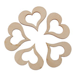 Maxbell 3mm Wooden Blank Hollow Heart Embellishments DIY Crafts 50mm 25pcs