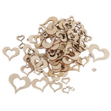 Maxbell 3mm Wooden Blank Hollow Heart Embellishments DIY Crafts 10mm-50mm 100pcs
