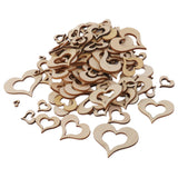 Maxbell 3mm Wooden Blank Hollow Heart Embellishments DIY Crafts 10mm-50mm 100pcs