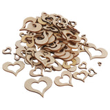 Maxbell 3mm Wooden Blank Hollow Heart Embellishments DIY Crafts 10mm-50mm 100pcs