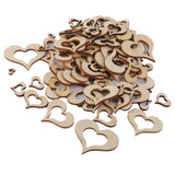 Maxbell 3mm Wooden Blank Hollow Heart Embellishments DIY Crafts 10mm-50mm 100pcs