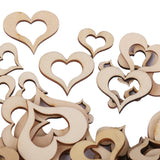 Maxbell 3mm Wooden Blank Hollow Heart Embellishments DIY Crafts 10mm-50mm 100pcs