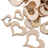 Maxbell 3mm Wooden Blank Hollow Heart Embellishments DIY Crafts 10mm-50mm 100pcs