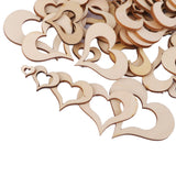 Maxbell 3mm Wooden Blank Hollow Heart Embellishments DIY Crafts 10mm-50mm 100pcs