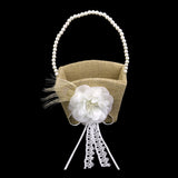 Maxbell 2pcs Wedding Party Vintage Rustic Hessian Burlap Flower Girl Basket