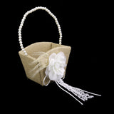Maxbell 2pcs Wedding Party Vintage Rustic Hessian Burlap Flower Girl Basket